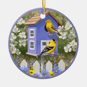 Ornement En Céramique Jardin à fleurs de la maison d'oiseaux américaine 