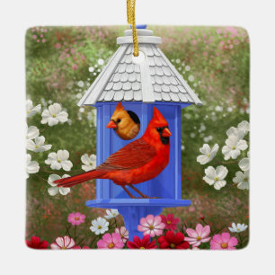 Ornement En Céramique Jardin aux fleurs de la Maison des oiseaux des Car