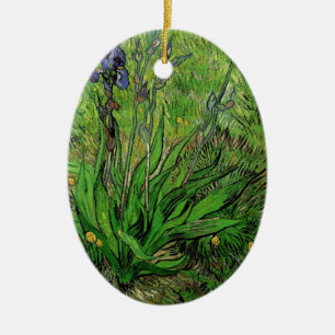 Ornement En Céramique Jardin floral vintage fleur Iris par Van Gogh.
