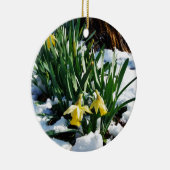 Ornement En Céramique Jaune Daffodils fleurs dans la neige (Droite)
