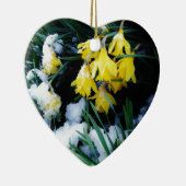 Ornement En Céramique Jaune Daffodils fleurs dans la neige (Droite)