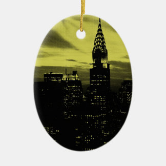 Ornement En Céramique Jaune pointu Noir New York City