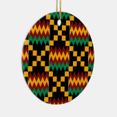 Ornement En Céramique Jaune, Vert, Rouge, Tissu Kente Noir (Droite)