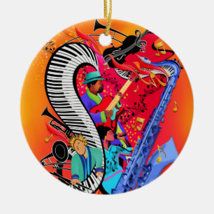Ornement En Céramique Jazz coloré Musique Art Ornament Cadeau
