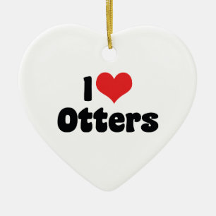 Ornement En Céramique Je Suis Amoureux des Loutres au Coeur