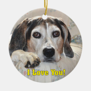 Ornement En Céramique Je t'aime ! Chien de chasse