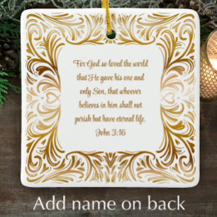 Ornement En Céramique Jean 3:16 Écriture biblique Noël personnalisé