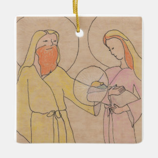 Ornement En Céramique Jesus Joseph and Mary