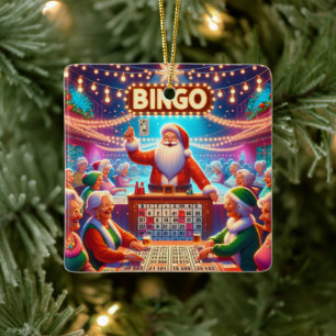 Ornement En Céramique Jeu De Bingo Avec Père Noël Christmas