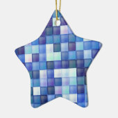 Ornement En Céramique Jeu vidéo Pixels Carré bleu Motif (Gauche)