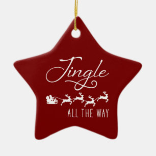 Ornement En Céramique Jingle All The Way Le traîneau du Père Noël roug