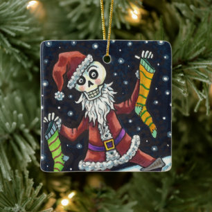 ORNEMENT EN CÉRAMIQUE JINGLE BONES PÈRE NOËL, SKELETON VACANCES & STOCKI