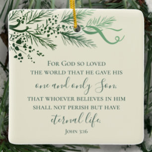 Ornement En Céramique John 3:16 Personnalisé Sage Pine cadeau de Noël