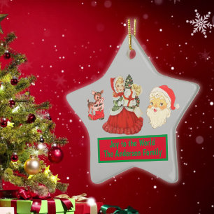 Ornement En Céramique Joie au Monogramme de Noël Vintage du Monde