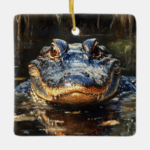 Ornement En Céramique Joli Alligator en Floride Everglades Peinture
