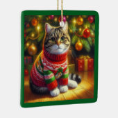 Ornement En Céramique Joli chat dans un pull de Noël (Droite)