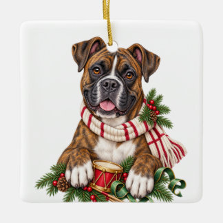 ORNEMENT EN CÉRAMIQUE JOLI CHIEN BOÎTEUR DE NOËL ADORABLE