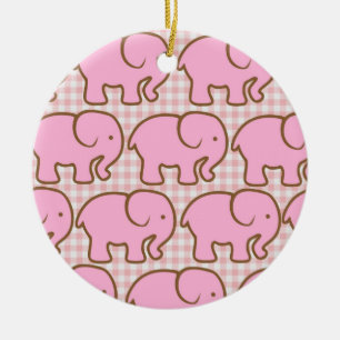 Ornement En Céramique Joli éléphants roses sur Motif rose