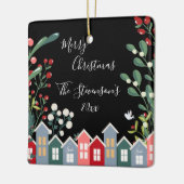 Ornement En Céramique Joli Joyeux Noël Nom personnalisé Floral (Gauche)