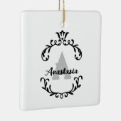 Ornement En Céramique Joli monogramme floral et nom (Droite)