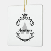 Ornement En Céramique Joli monogramme floral et nom (Gauche)