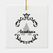 Ornement En Céramique Joli monogramme floral et nom (Dos)