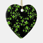 Ornement En Céramique Joli motif Shamrock, vert sur accessoire noir (Droite)