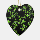 Ornement En Céramique Joli motif Shamrock, vert sur accessoire noir (Gauche)