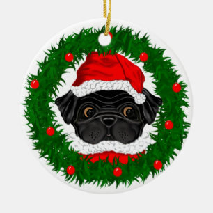 Ornement En Céramique Joli Noël Carlin noir Père Noël en couronne