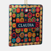 Ornement En Céramique Joli Patchwork Floral Quilt Noël (Droite)