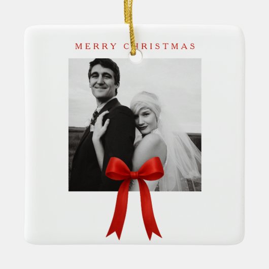 Ornement En Céramique Joli Red Bow photo Joyeux Noël (Devant)