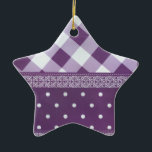 Ornement En Céramique Joli violet à damiers Damask Motif sans joint<br><div class="desc">Lovely Purple checkered Damask Seamless Pattern Beautiful amazing Purple and white diamond design tartan plaid pattern on amazing purple background. One of the latest perfect geometrical repeated simple elegant fashion design for all those who love this color of power for that special wedding occasion, birthday, sentimental gift and for the...</div>