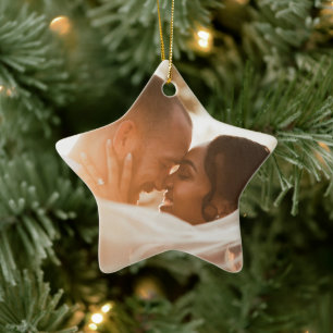 Ornement En Céramique Jolie étoile de Noël Joyeux et Marié Photo