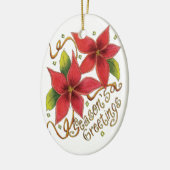 Ornement En Céramique Jolies Bonnes Fêtes de Noël avec Poinsettias (Gauche)