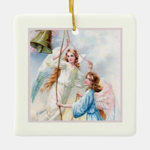 Ornement En Céramique Jolis Anges Avec Cloche