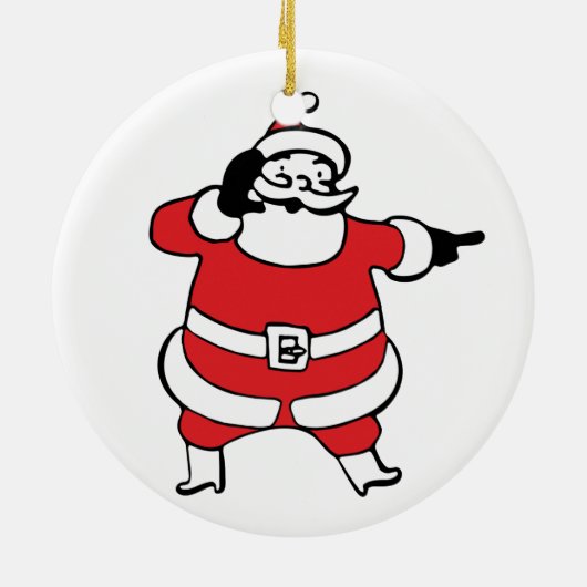 Ornement En Céramique Jolly Santa Claus appelle Reindee à Noël (Dos)