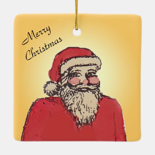 Ornement En Céramique Jolly Santa Claus with Your Text (Dos)