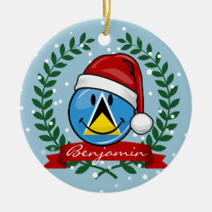 Ornement En Céramique Jolly St. Lucian Drapeau de Noël