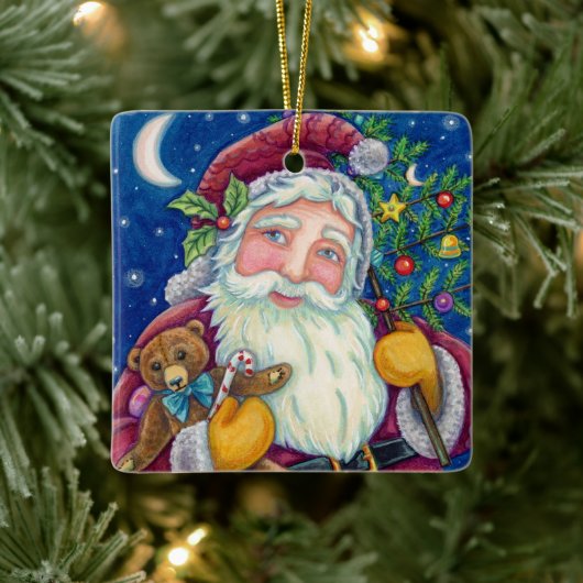 ORNEMENT EN CÉRAMIQUE JOLLY ST NICK & NOUNOURS, VIEUX NOËL MODE (Arbre)