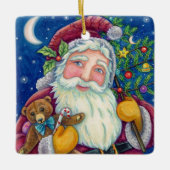 ORNEMENT EN CÉRAMIQUE JOLLY ST NICK & NOUNOURS, VIEUX NOËL MODE (Devant)