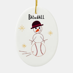 Ornement En Céramique Joueur de baseball en bonhomme de neige