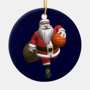 Ornement En Céramique Joueur de basketball du Père Noël