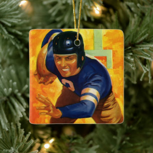 Ornement En Céramique Joueur de football américain vintage quarterback e