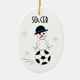 Ornement En Céramique Joueur de football en bonhomme de neige