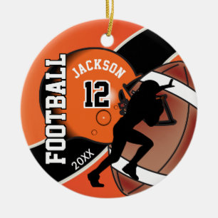 Ornement En Céramique Joueur de football orange et noir