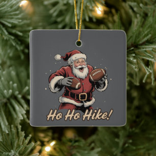 Ornement En Céramique Joueur de football rétro Santa Ho Ho Hike Noël