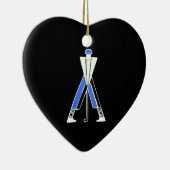 ORNEMENT EN CÉRAMIQUE JOUEUR DE GOLF, GOLFER RED RUBY HEART MONOGRAM (Droite)