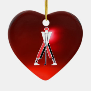 ORNEMENT EN CÉRAMIQUE JOUEUR DE GOLF, GOLFER ROUGE RUBY MONOGRAM