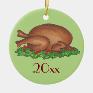 Ornement En Céramique Jour de la Turquie Thankgiving Noël Dîner