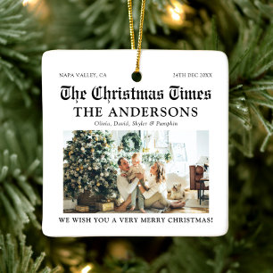 Ornement En Céramique Journal Unique Quelle Année Photo Noël